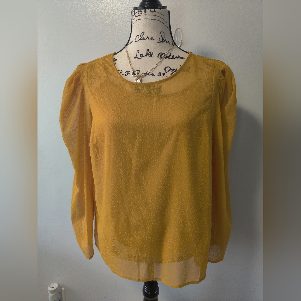 LC Lauren Conrad long sleeve shirt top gold yellow size small NWT